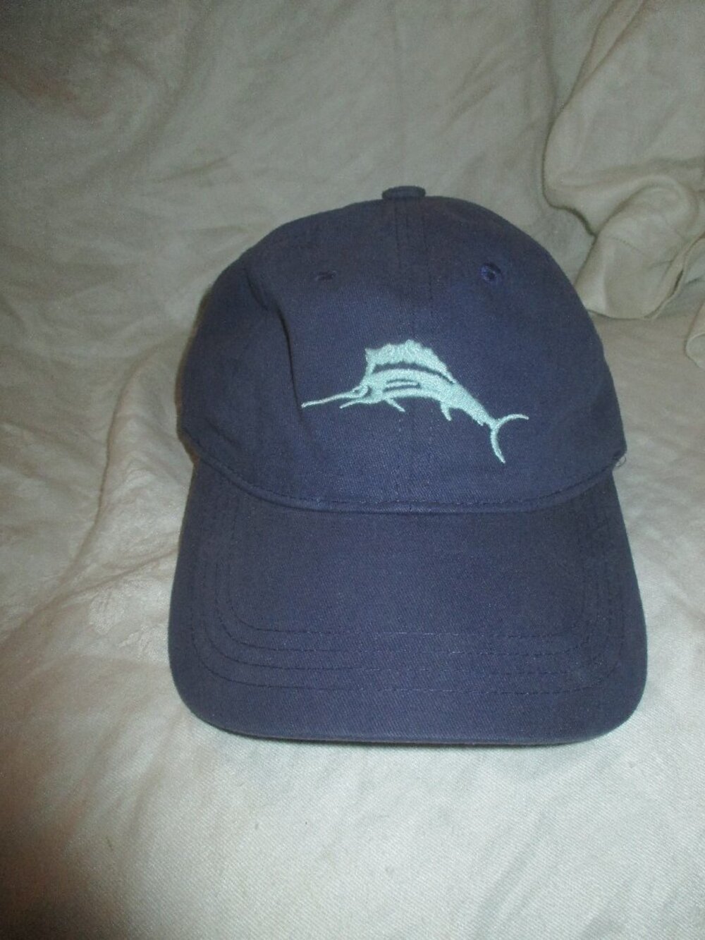 Tommy Bahama Marlin Logo Fish Blue S/M StrapBack Hat Cap Embroidered Adjustable